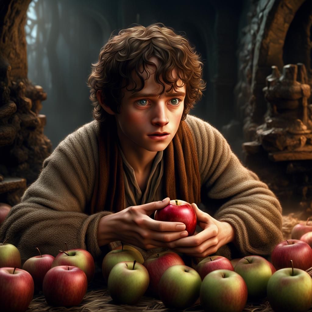 Frodo Eats a Juicy Apple: Cinematic Digital Painting