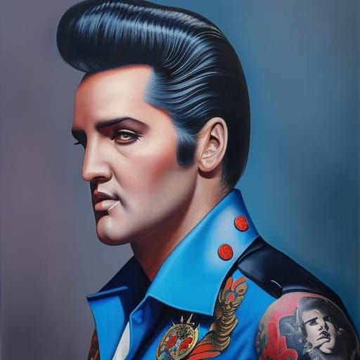 Elvis Presley Portrait Tattoo in Neo-Traditional Style