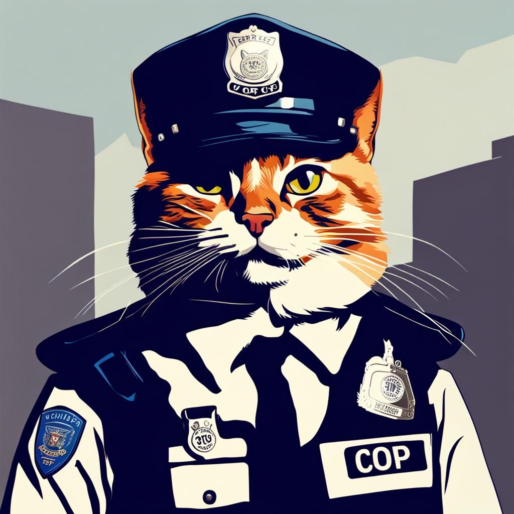 AI Generated Cat Police Officer