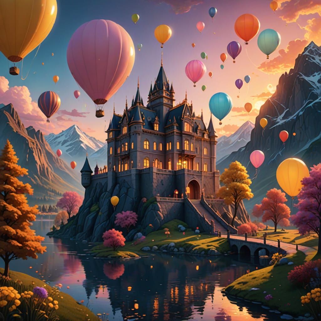 Dark Royal Palace in Dreamlike Fantasy Illustration
