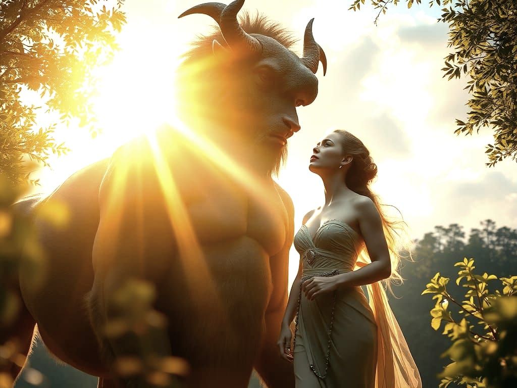 Chiseled Centaurus Admired by Ethereal Nymph in Heavenly For...