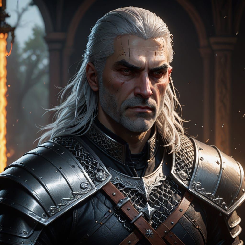 Geralt of Rivia in Triadic Colors Concept Art