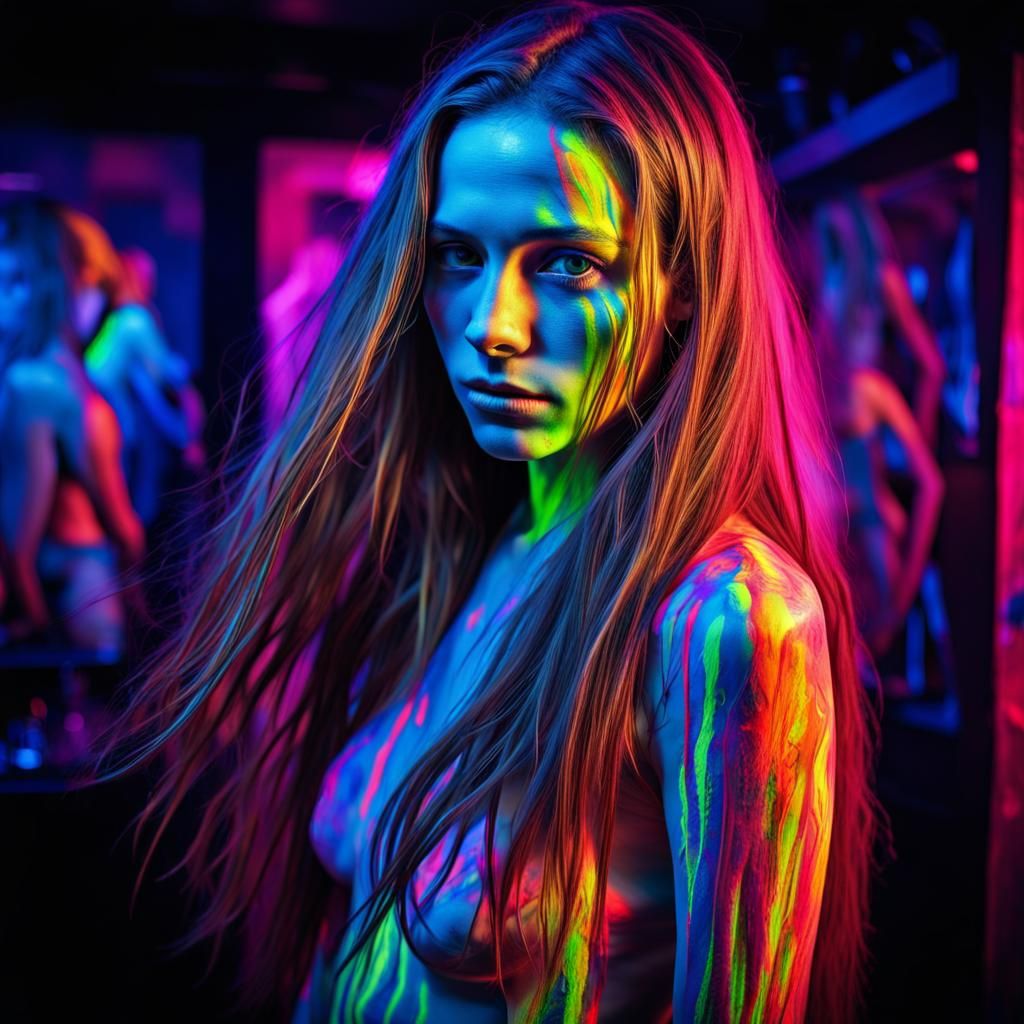 Vivid Fluorescent Body Paint in Hyperrealistic Photo