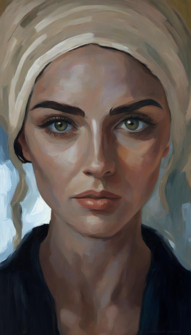 Stunning Woman in Post-Impressionist Impasto Oil Painting