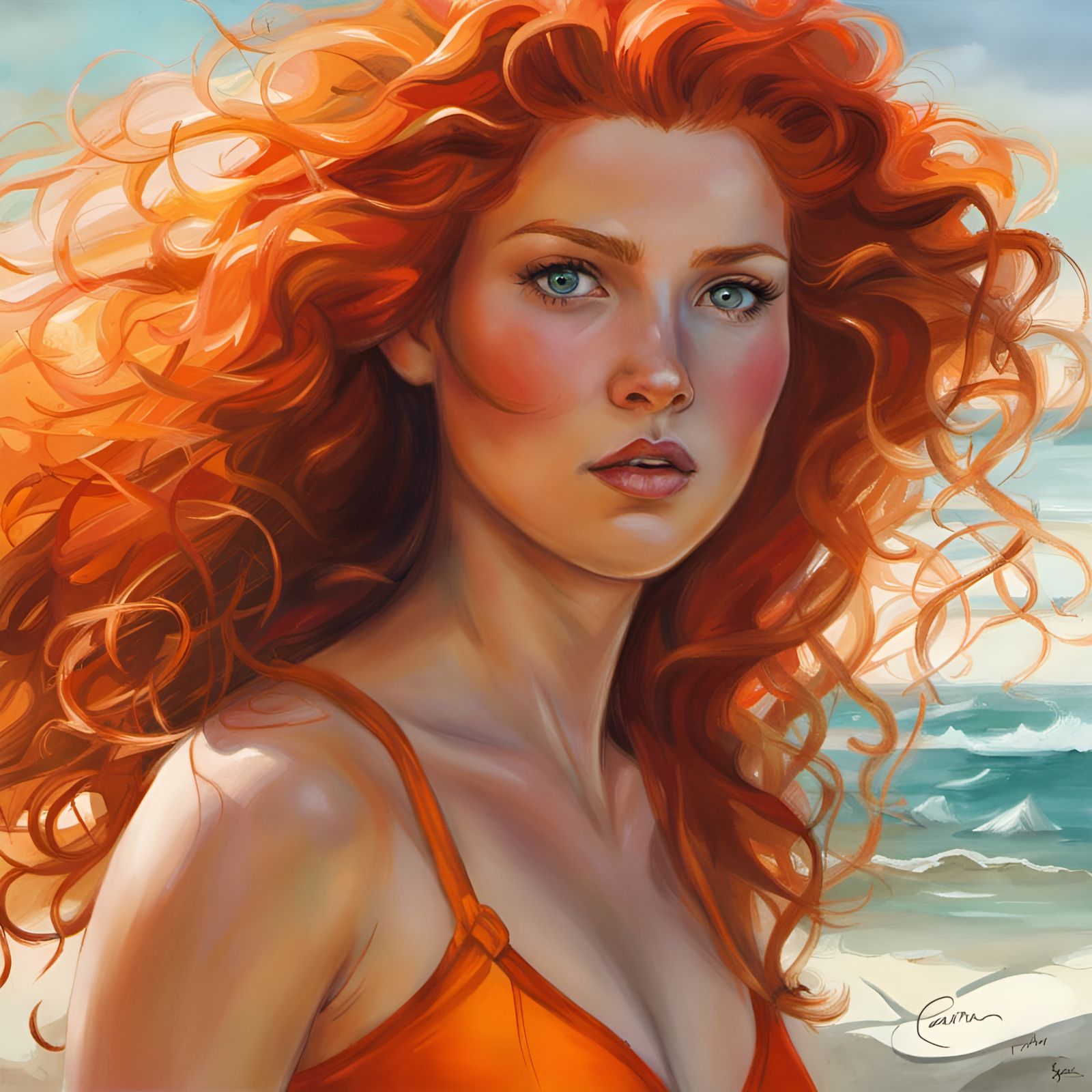 Merida Portrait on Beach, Classical Art Style