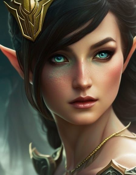 Cyberpunk Elf Goddess in Hyperrealistic Portrait