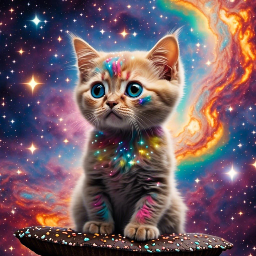 Galaxy Pop-Tart Cat Flying Through Space