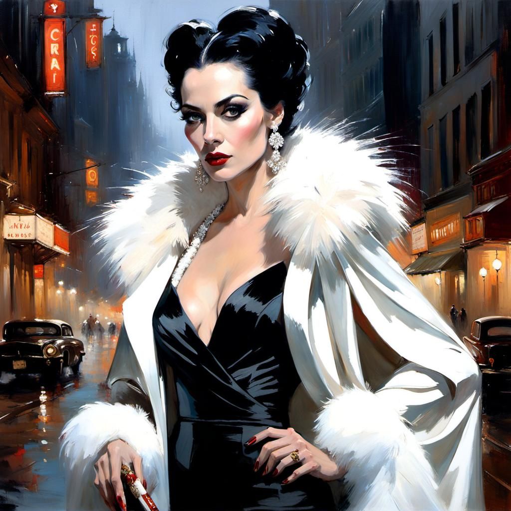 Glamorous Young Cruella De Vil in Fine Art Style