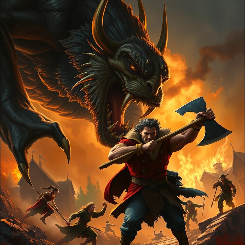 Beast vs Gaston: Apocalyptic Battle in Dark Fantasy Style