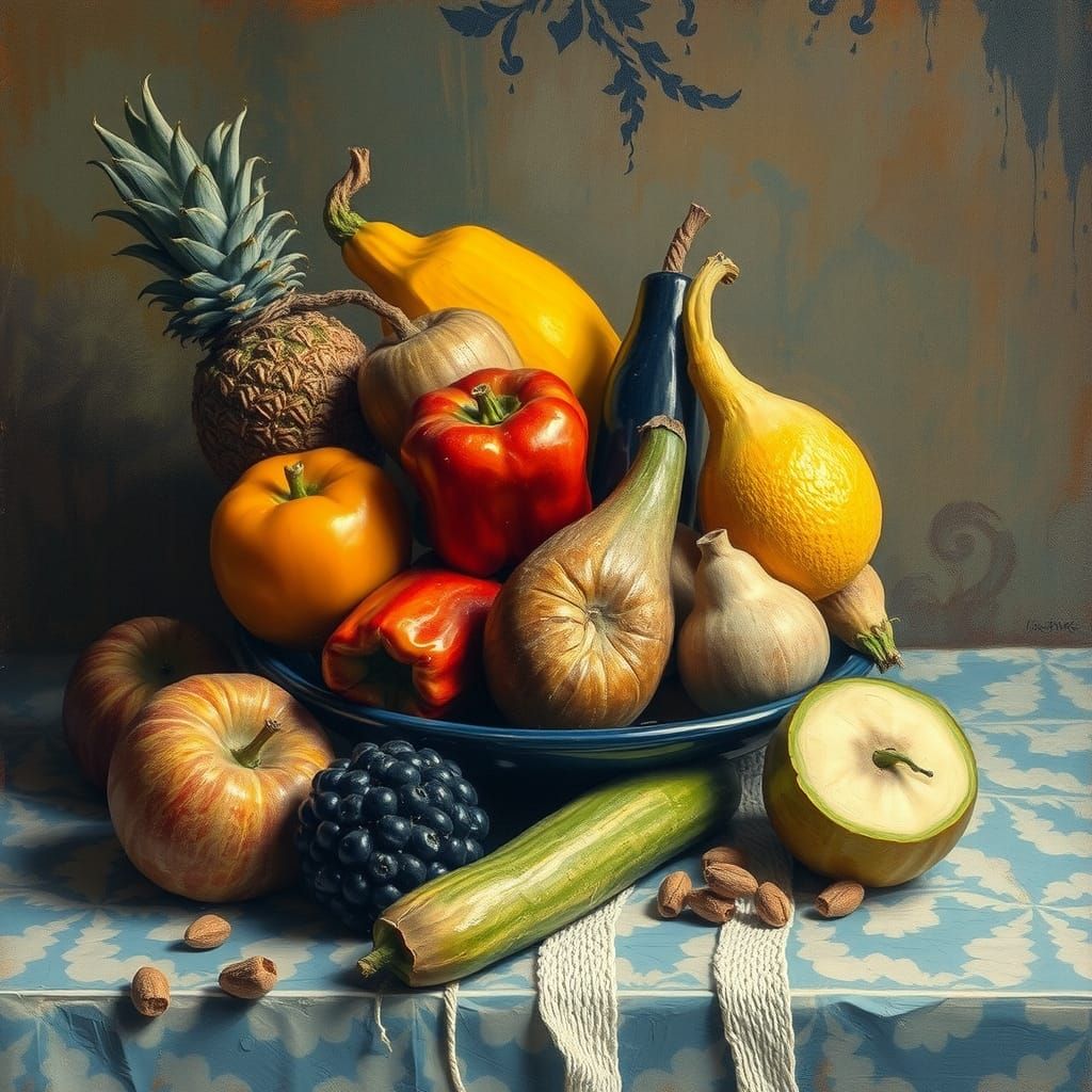 Surreal Still Life in Neo-Impressionist Style