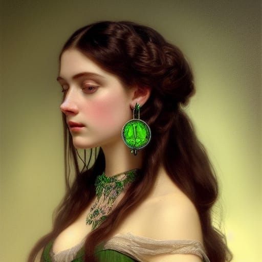 Victorian Woman Portrait with Green Eyes