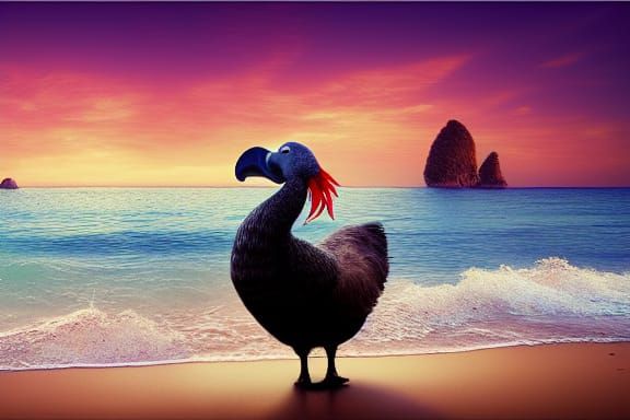 Dodo Pirate on the Beach in Ethereal Style