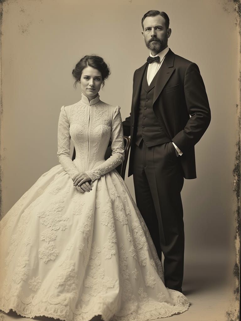 Daguerreotype photograph of wedding couple