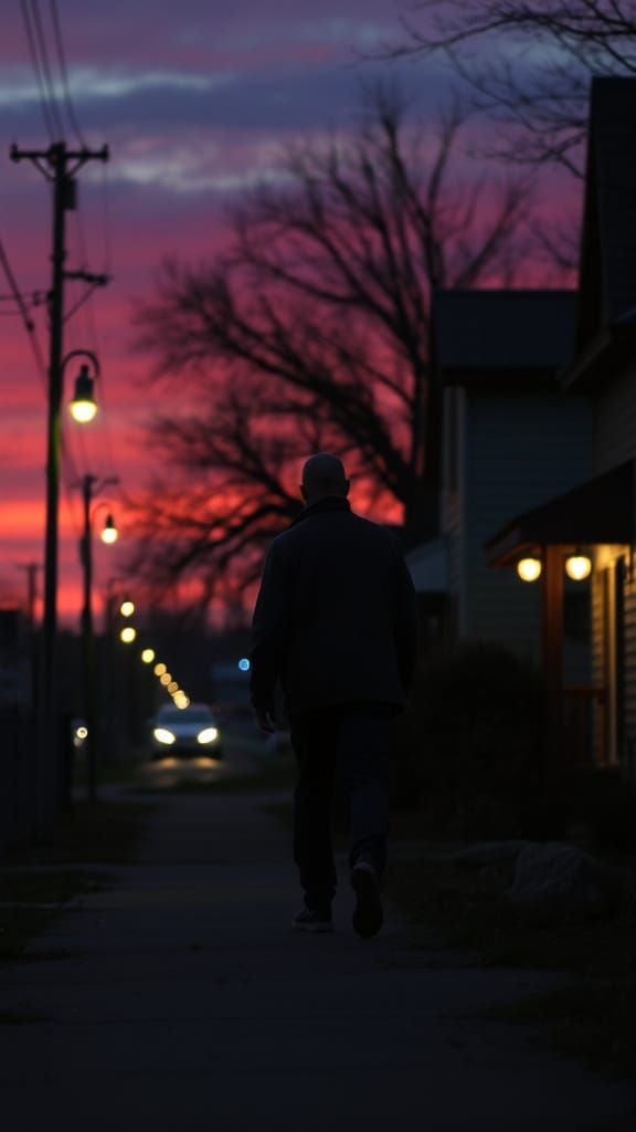 Twilight Walk Home: A Digital Realism Portrait