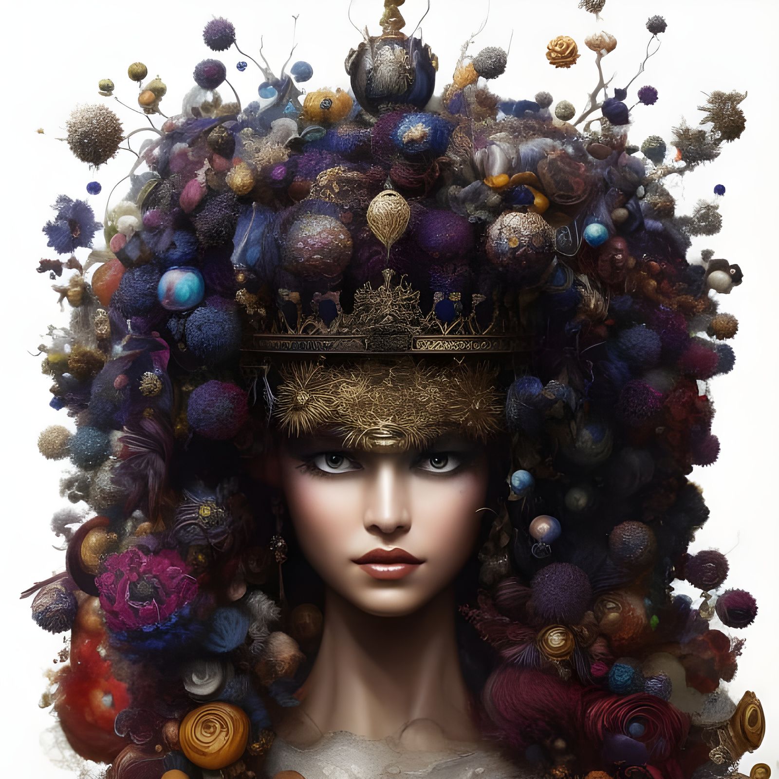 Surreal Liquid Fire Crown: Digital Art Rendering