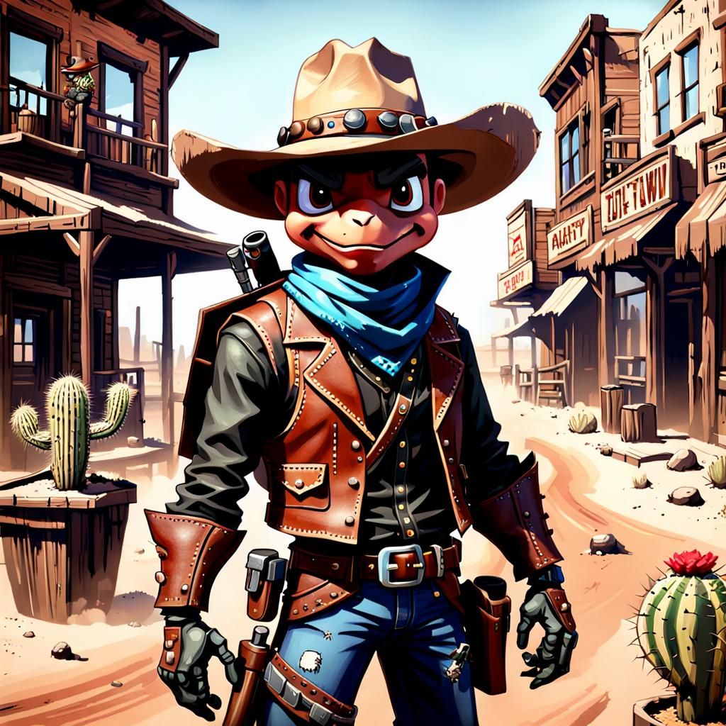 Outlaw Cowboy Ant Character in Sega Genesis Style