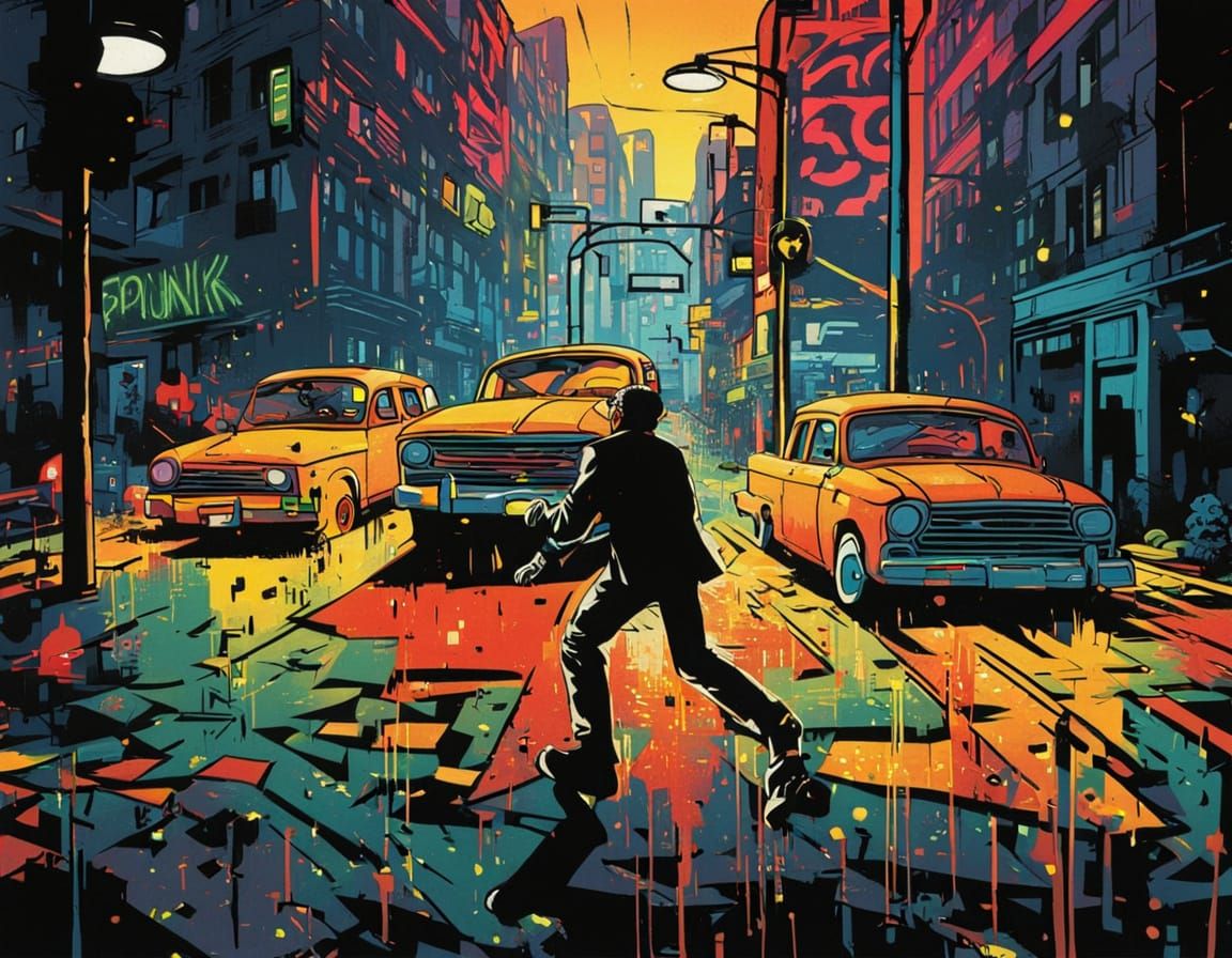 Gritty Punk Comic Art Street Fight