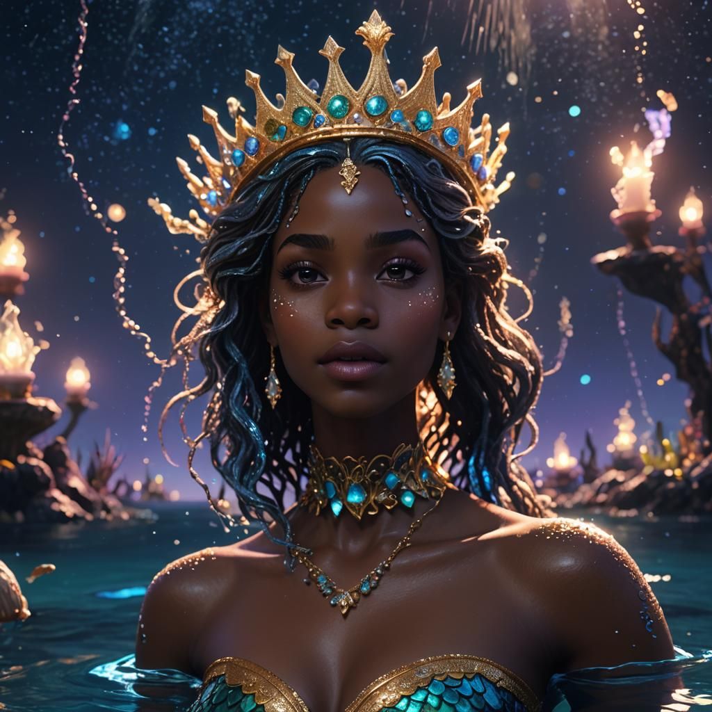African American Mermaid in Royal Garments