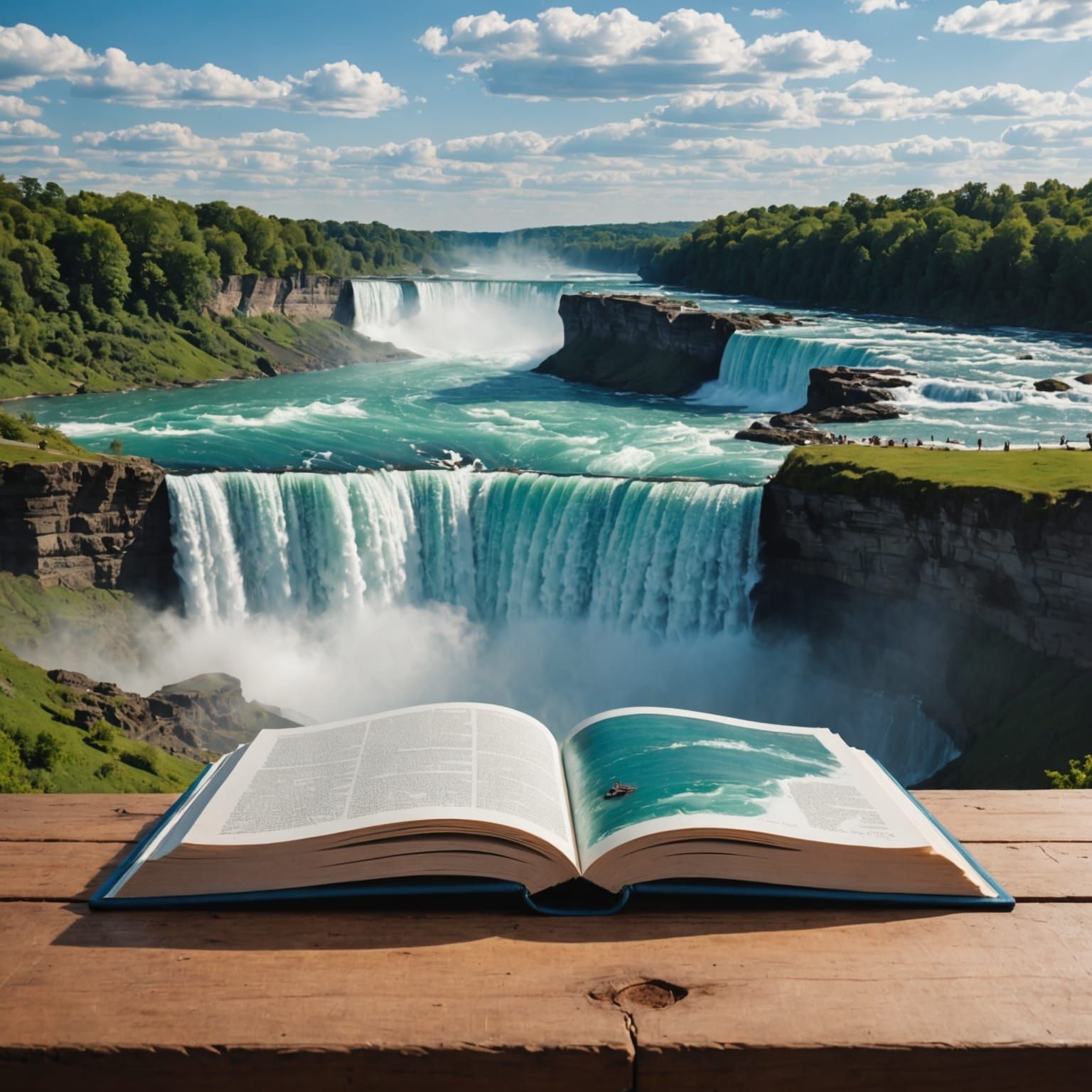 Niagara Falls Flowing From Book on Safari Table