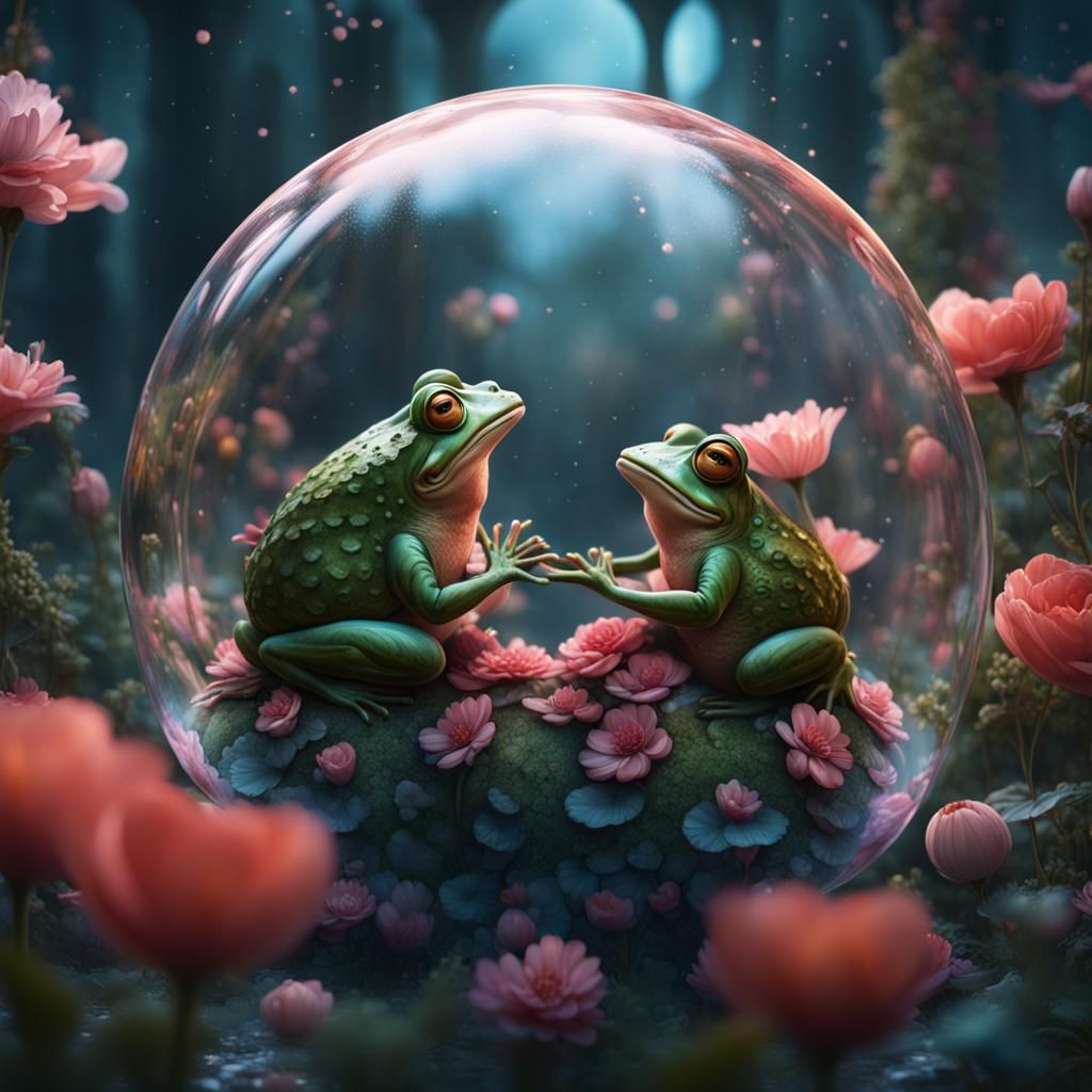 Frogs and Flowers: A Fantastical Love Scene