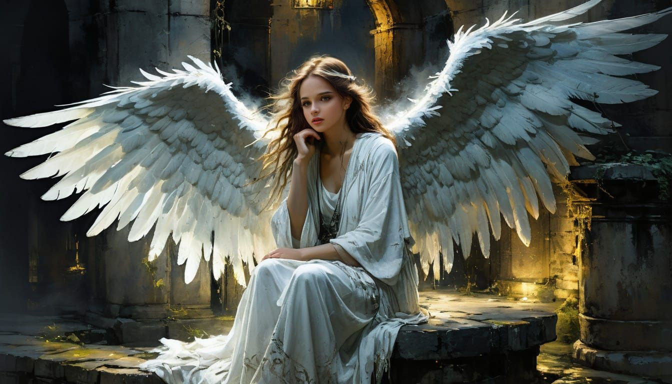 Ethereal Angel in Moonlit Glory