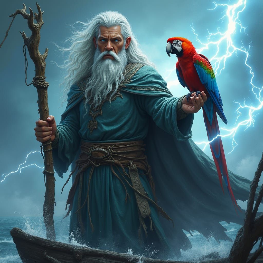 Cyberpunk-Inspired Hero of the Stormy Seas