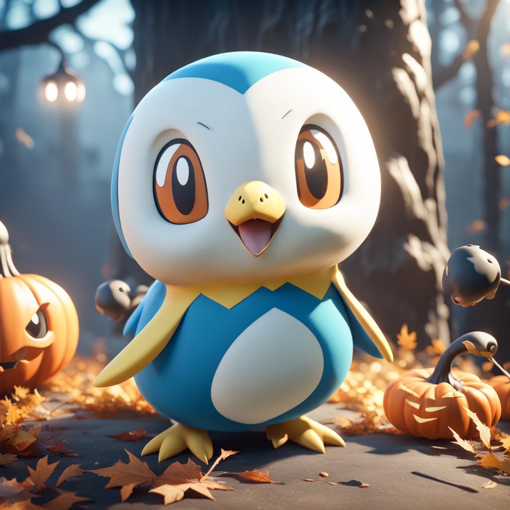 Piplup Pokémon Halloween 3D Game Art
