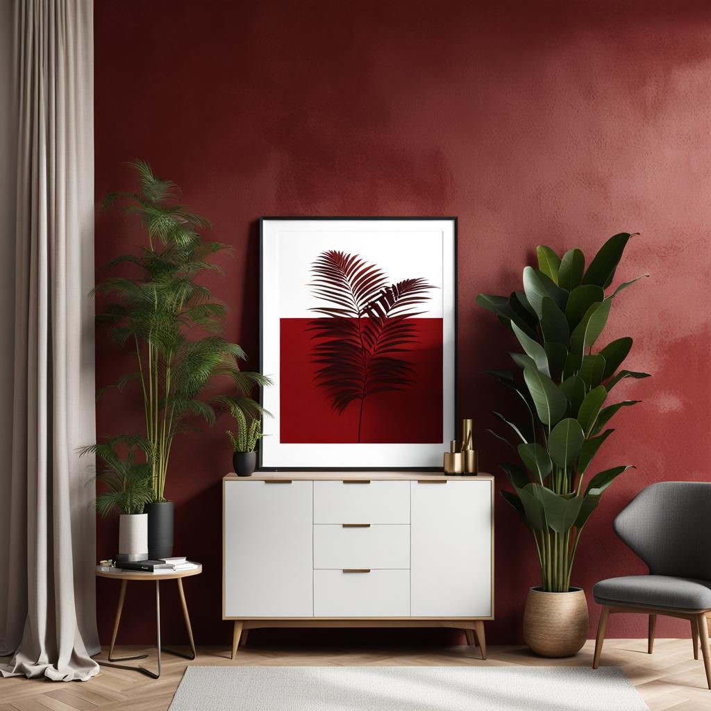 Abstract Art Mockup on Red Wall