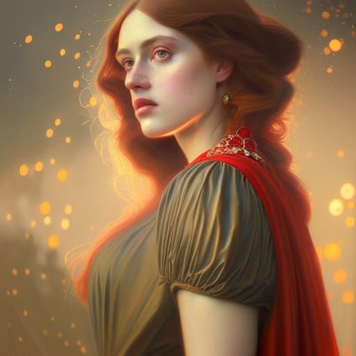 Pre-Raphaelite Princess with Golden Eyes, Hyperrealistic Por...