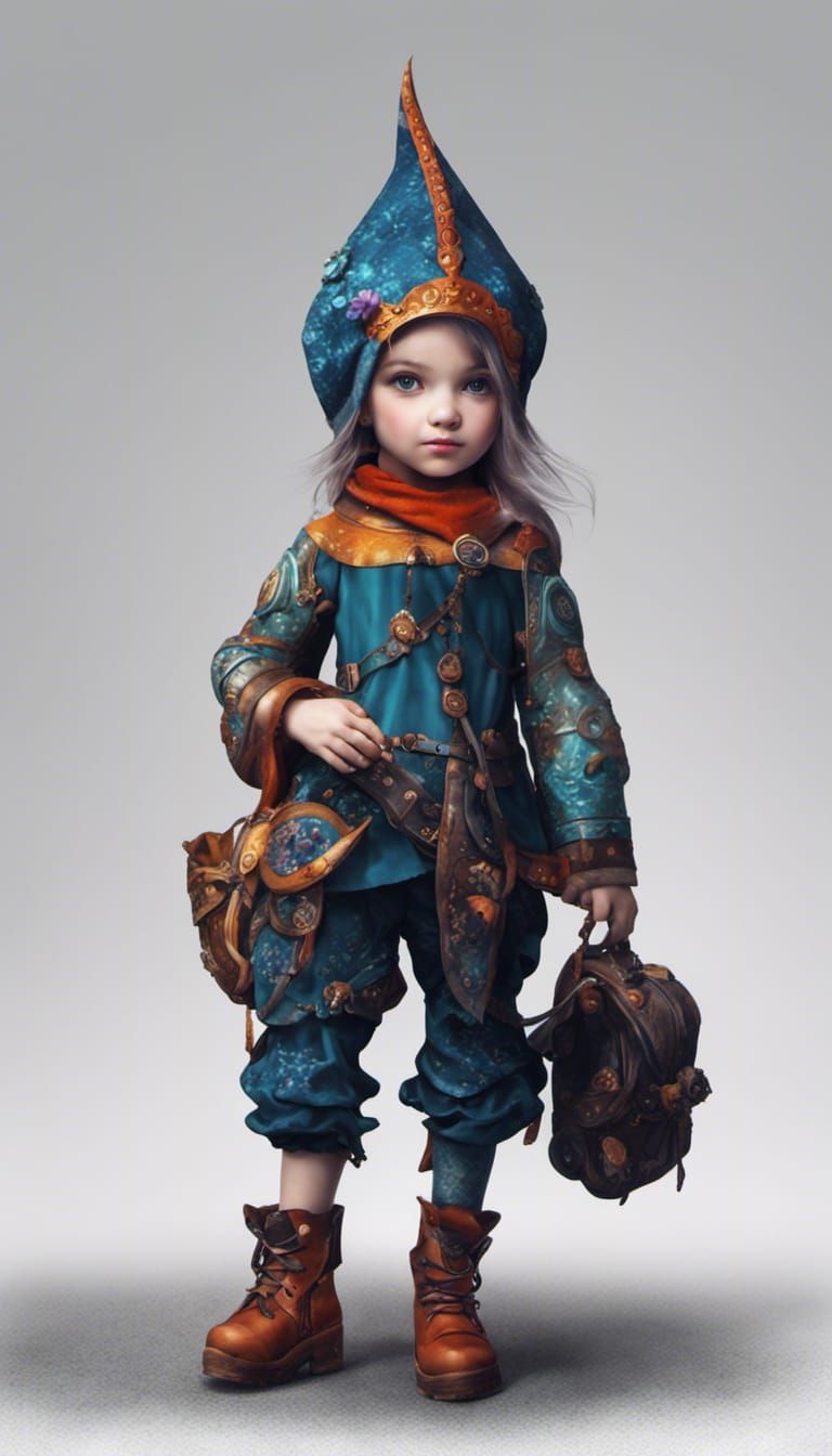 Colorful Gnome Girl Concept Art in 8K