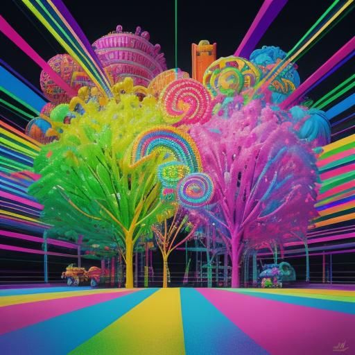 Playful Neon Rainbow in Candy Art Style