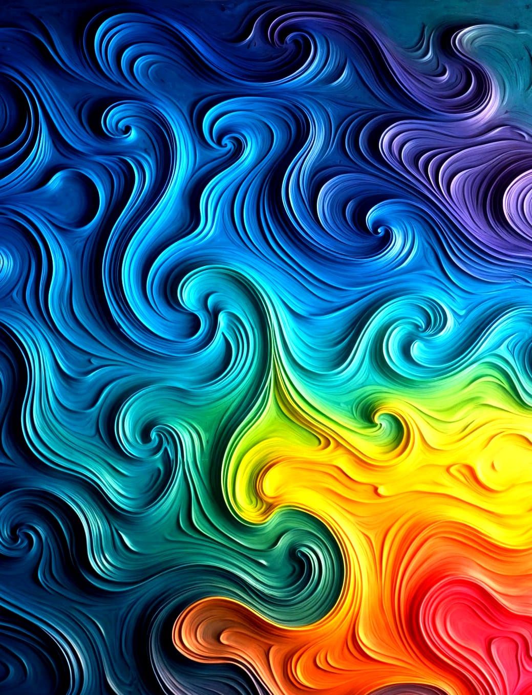 Vibrant Abstract Rainbow Art in Van Gogh Style