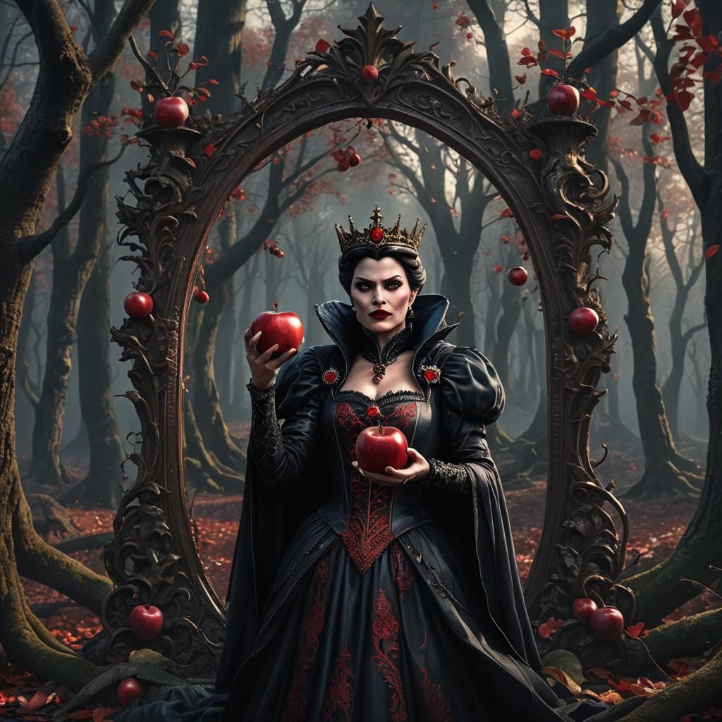 Evil Queen in Dark Forest: Detailed Matte Painting