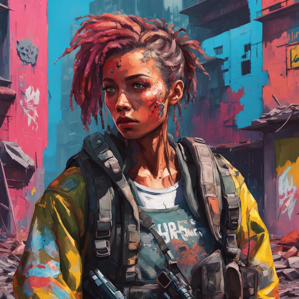Graffiti Goddess of a Post-Apocalyptic Wasteland