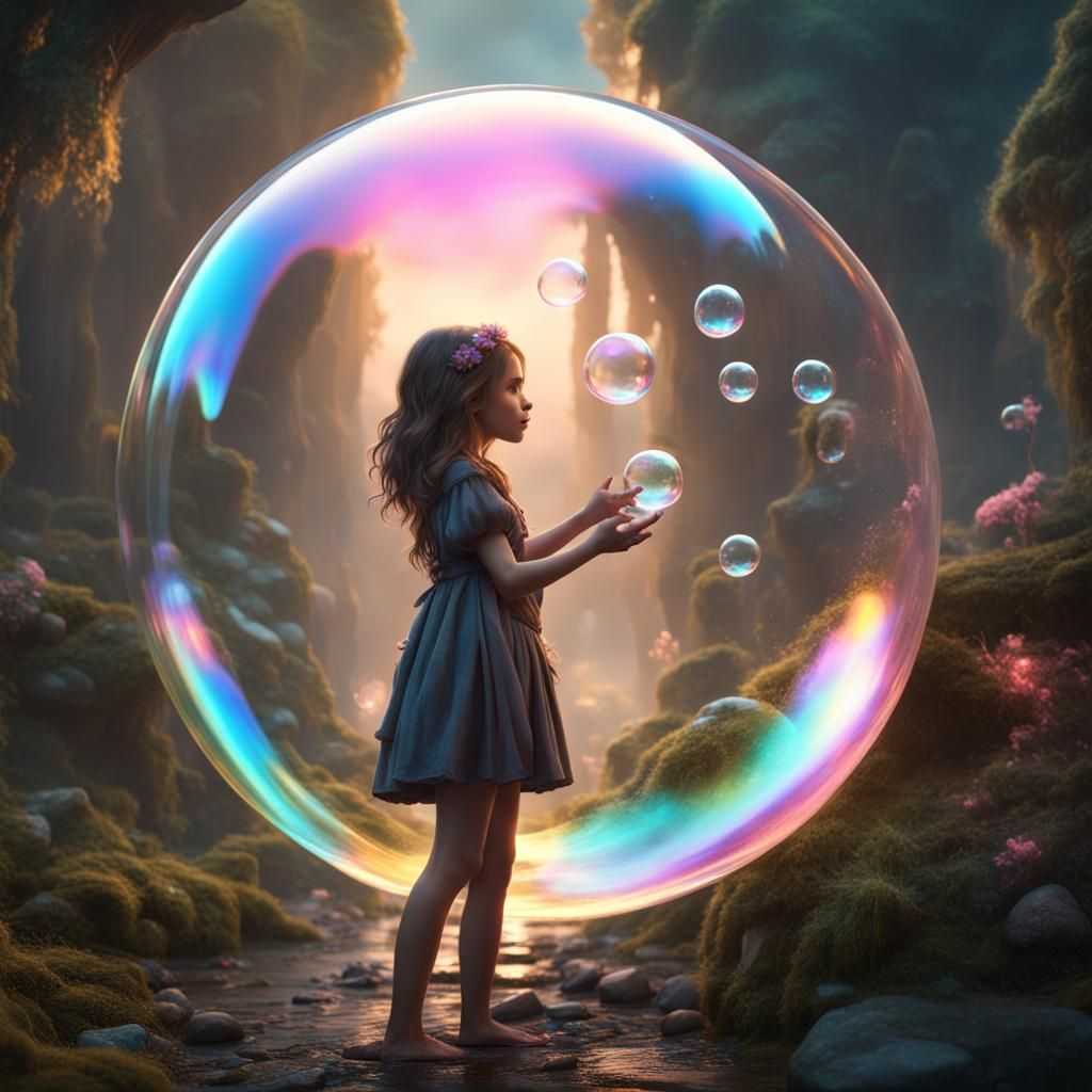 Girl with Fairy Bubble: Fantasy Concept Art
