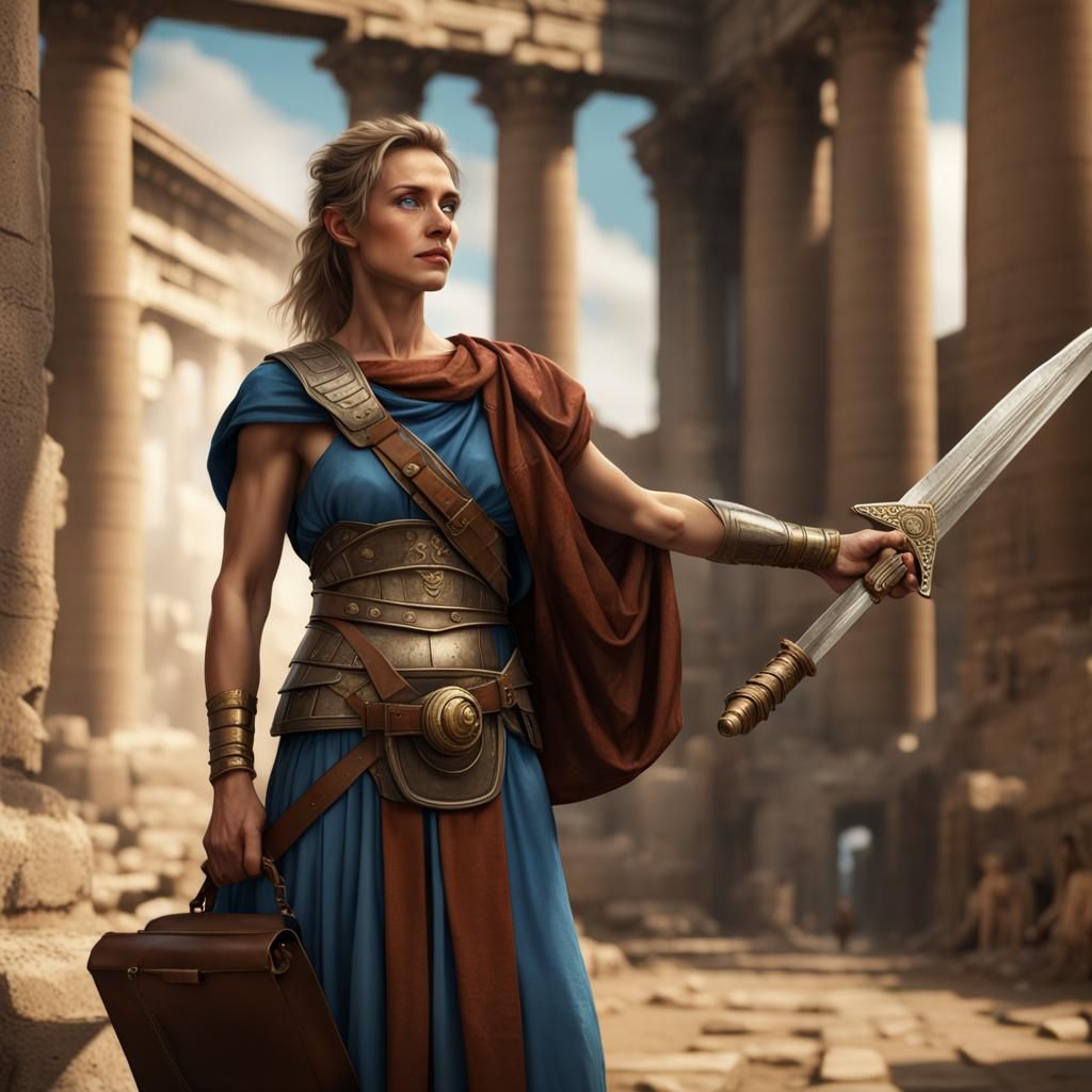 Roman Woman Doctor in Ancient City, Fantasy Art