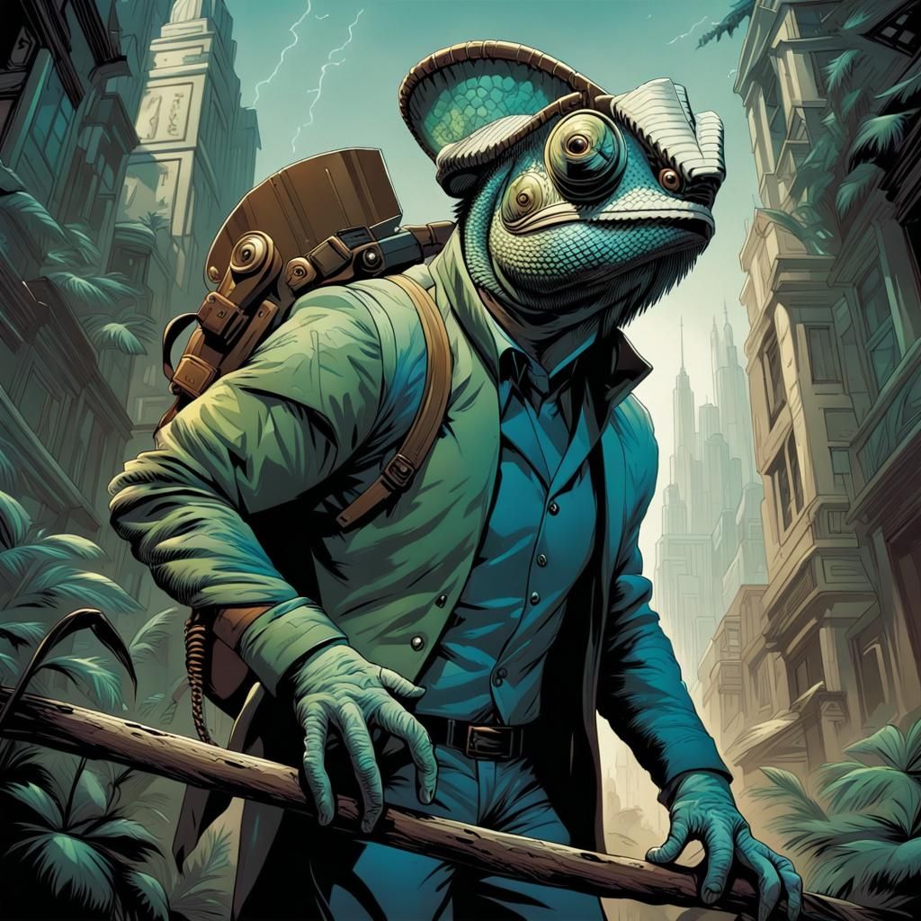 Chameleon's Disguise: Comic Book Art Illustration