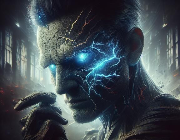 Black Panther Painting with Golden Highlights in Grunge Styl...