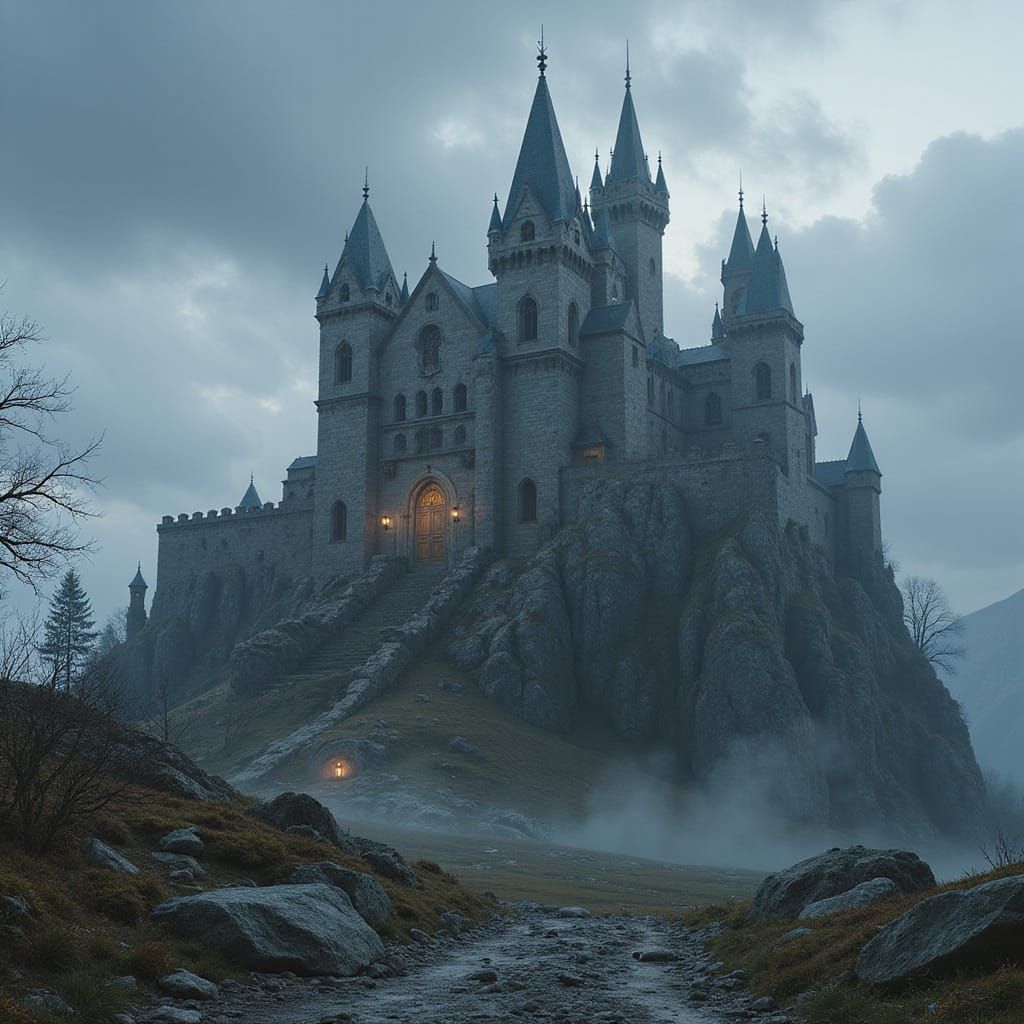 Medieval Castle Bastion in Dramatic Lighting