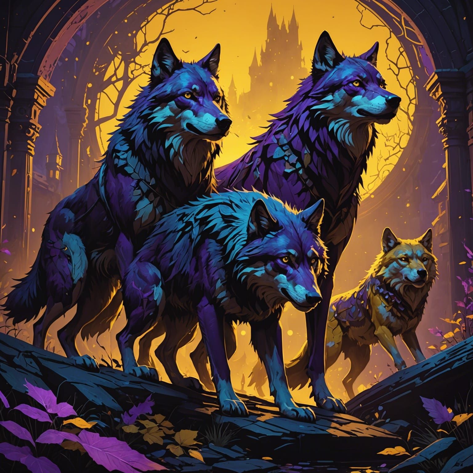Wolves in Dark Fantasy Style, 8K Resolution