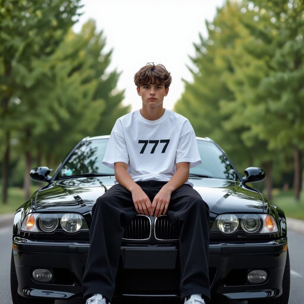 Photorealistic Portrait of Boy on BMW E46