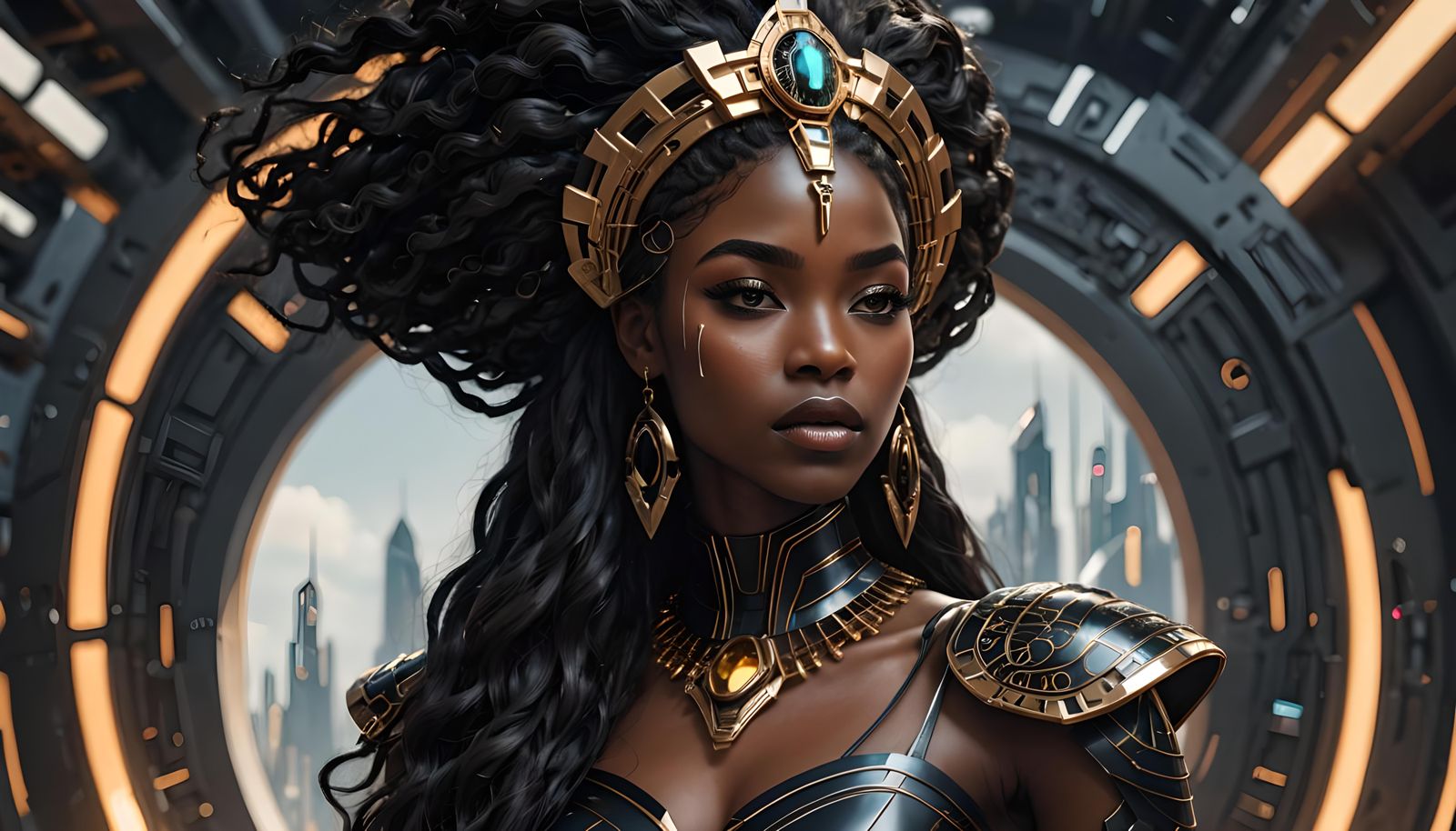 Futuristic Ebony Goddess: A High-Resolution Portrait