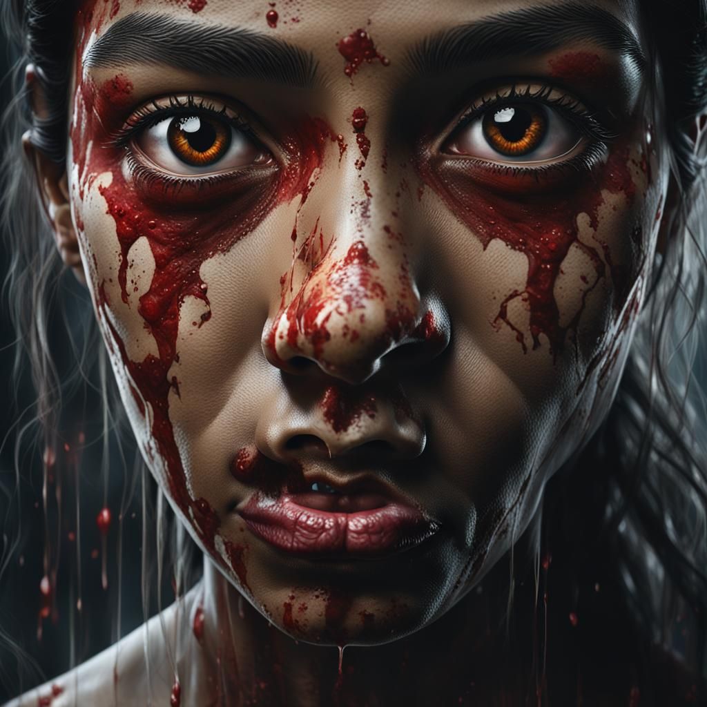 Terrified Woman Reflects Alien Horror in Hyperrealism