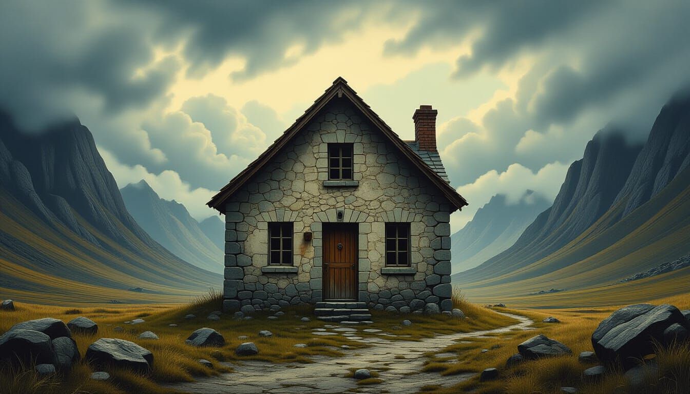 Surreal Valley Building in Dreamlike Style