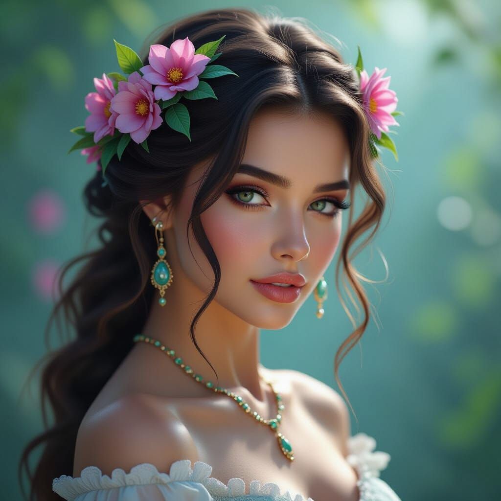 beautiful woman Born of earth and bloom.