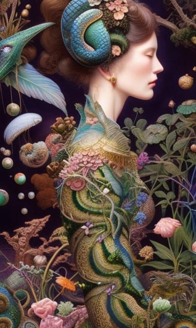 Snake-Human Hybrid in Mycelium Network