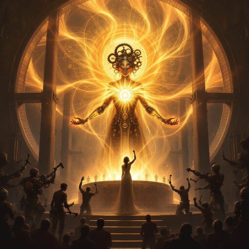 The Gearheart Saint in Industrial Surrealist Style