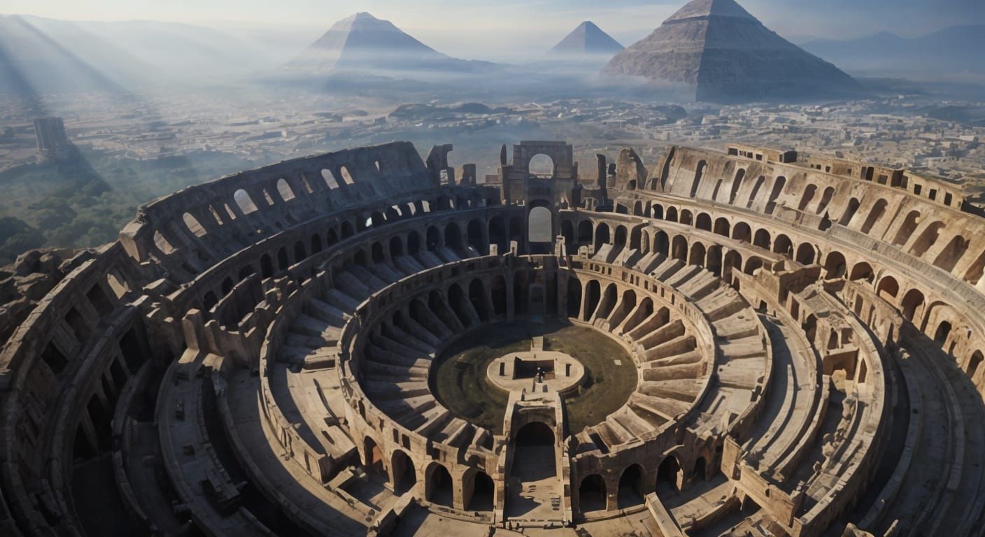 Epic Colosseum in Egyptian City Fantasy Landscape