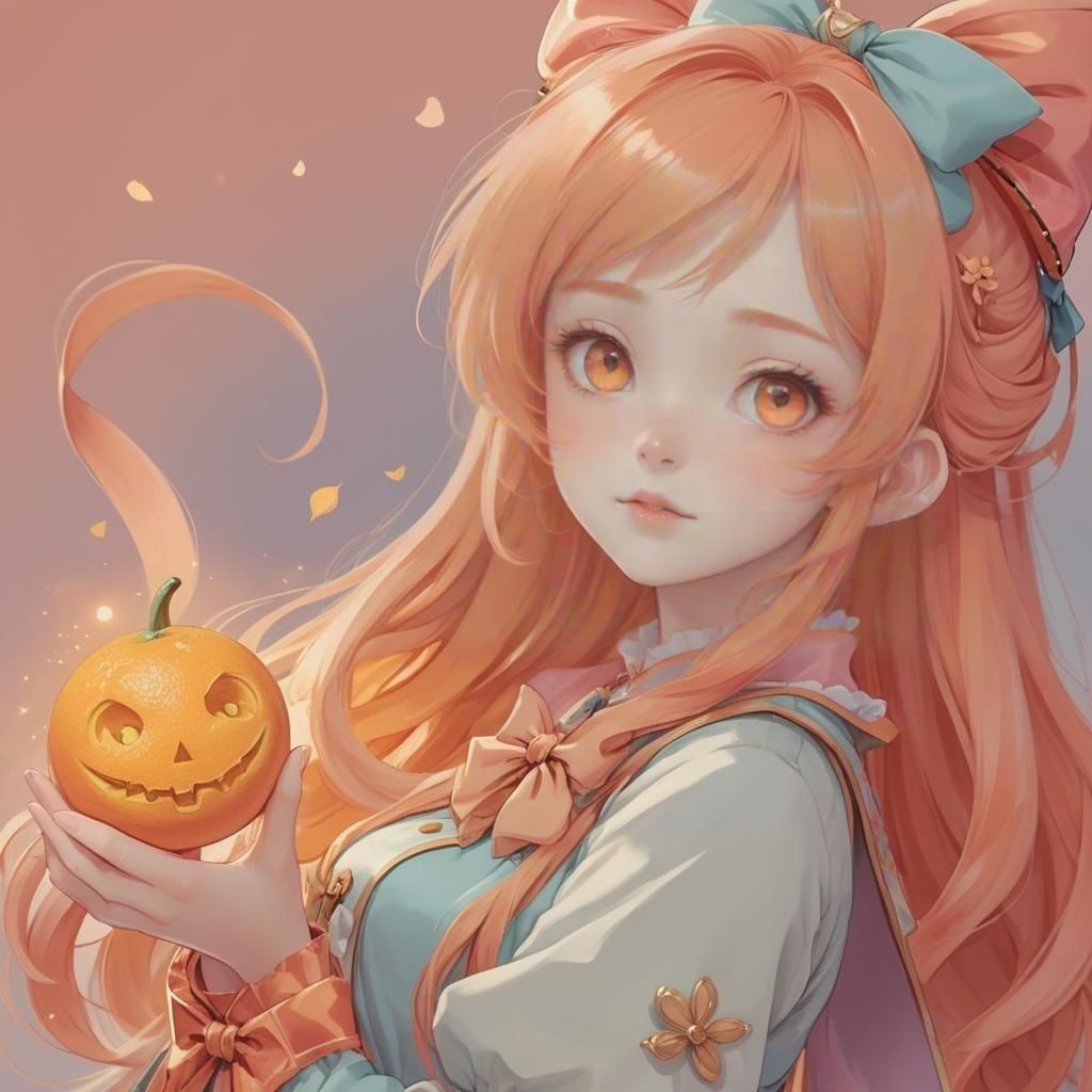 Cute Anime Girl with Amber Eyes in Pastel Colors