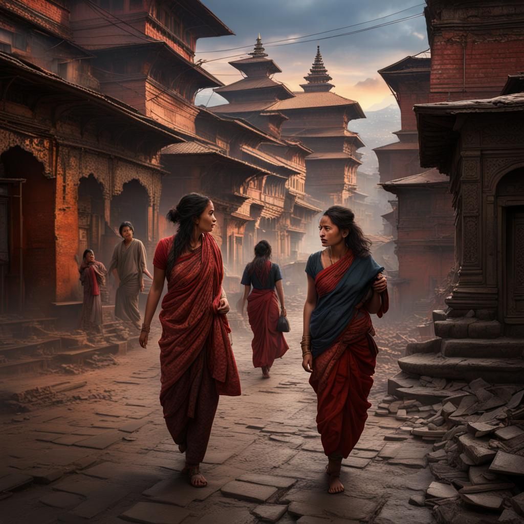 Woman in Traditional Dress, Kathmandu: Digital Painting